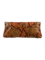 Gucci Burnt Orange Snakeskin Leather Silver Horsebit Envelope Evening Clutch Bag