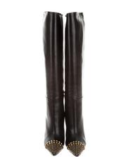Gucci NEW & SOLD OUT Black Leather Gold Knee Shoes Heels Tall Boots in Box