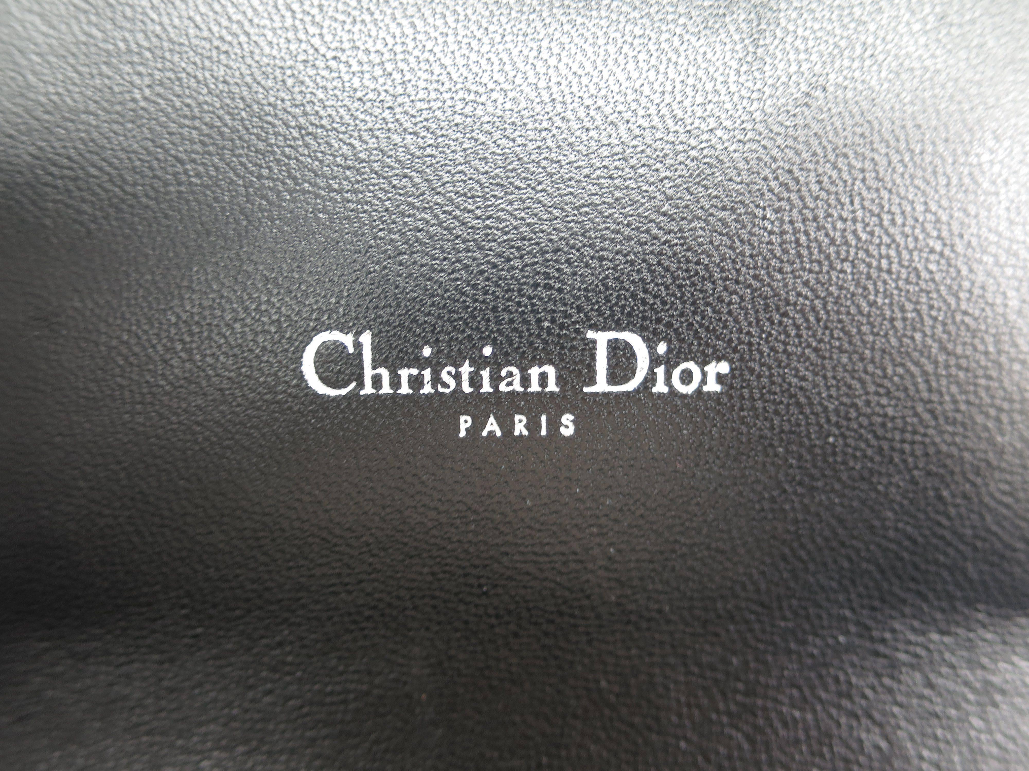 Dior Black Gray Velour Metallic Evening WOC Wallet on a Chain Flap Bag in Box 2
