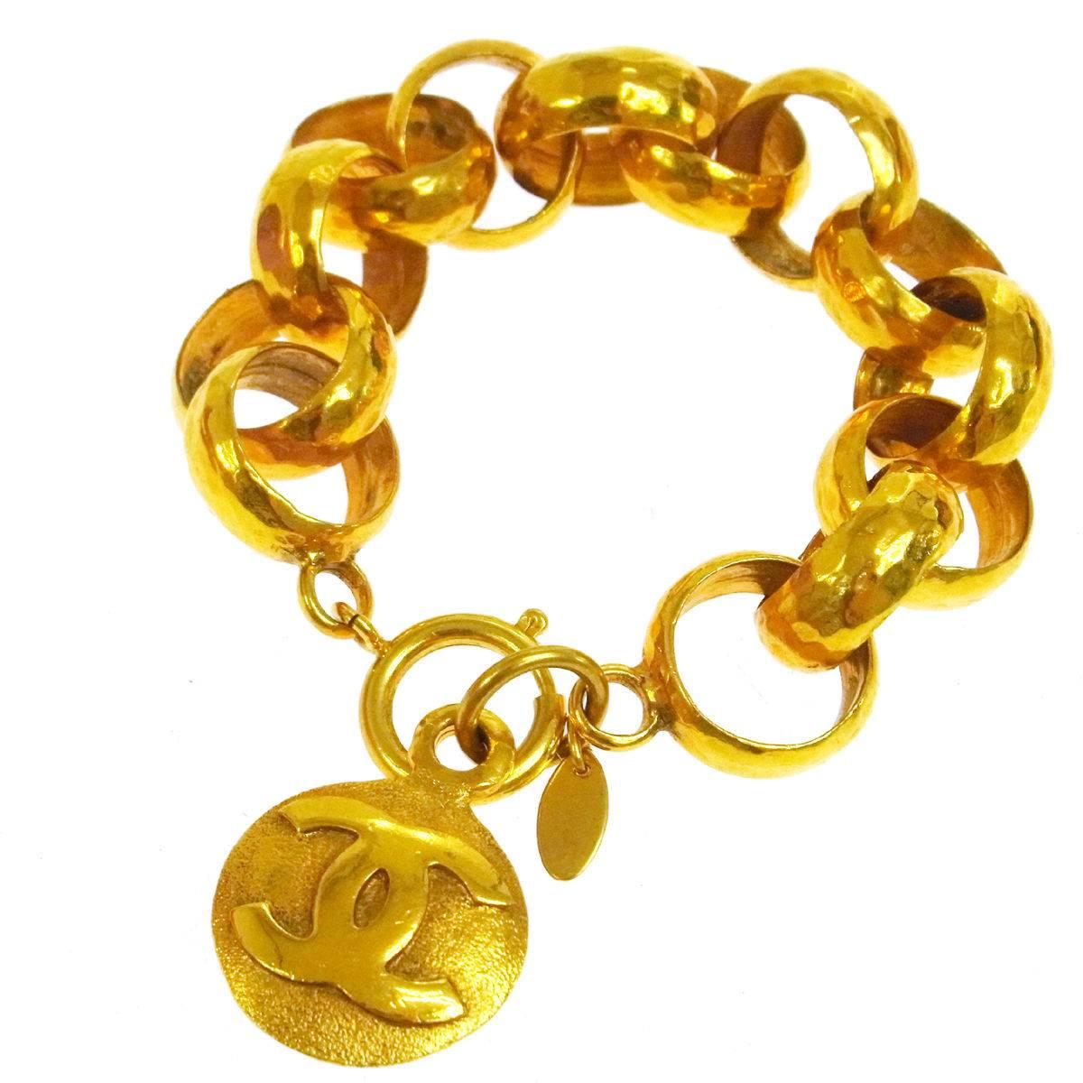 Chanel Vintage Gold Charm Coin Link Bracelet