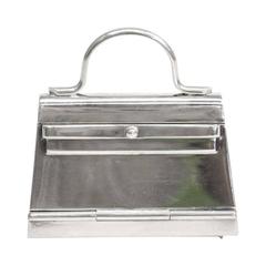 Hermes Vintage Echtes Sterling Silber Mini Kelly Top Handle Satchel Aufbewahrungsbox