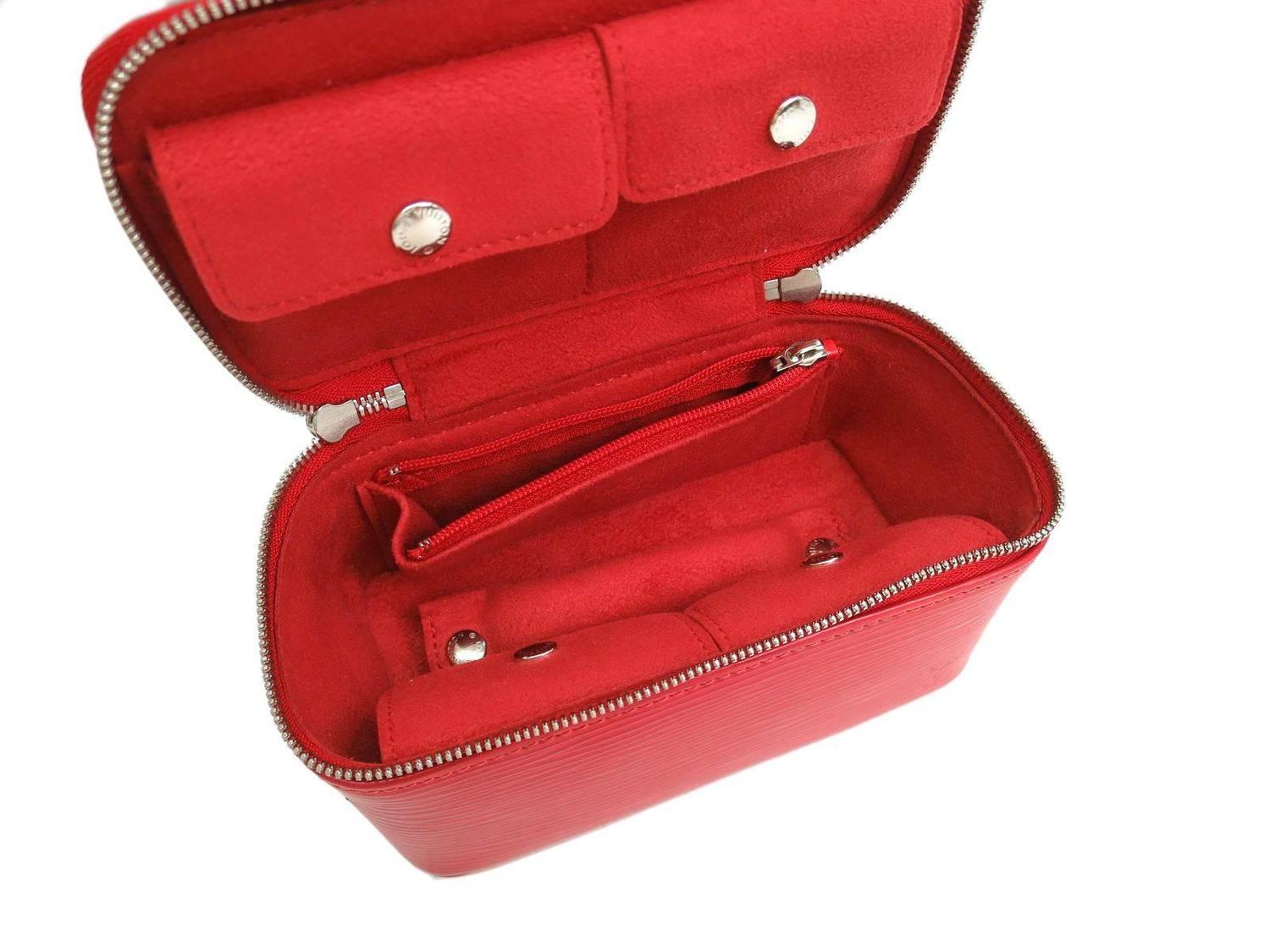 Louis Vuitton Leather Top Handle Jewelry Cosmetic Vanity Travel Storage Bag For Sale at 1stdibs