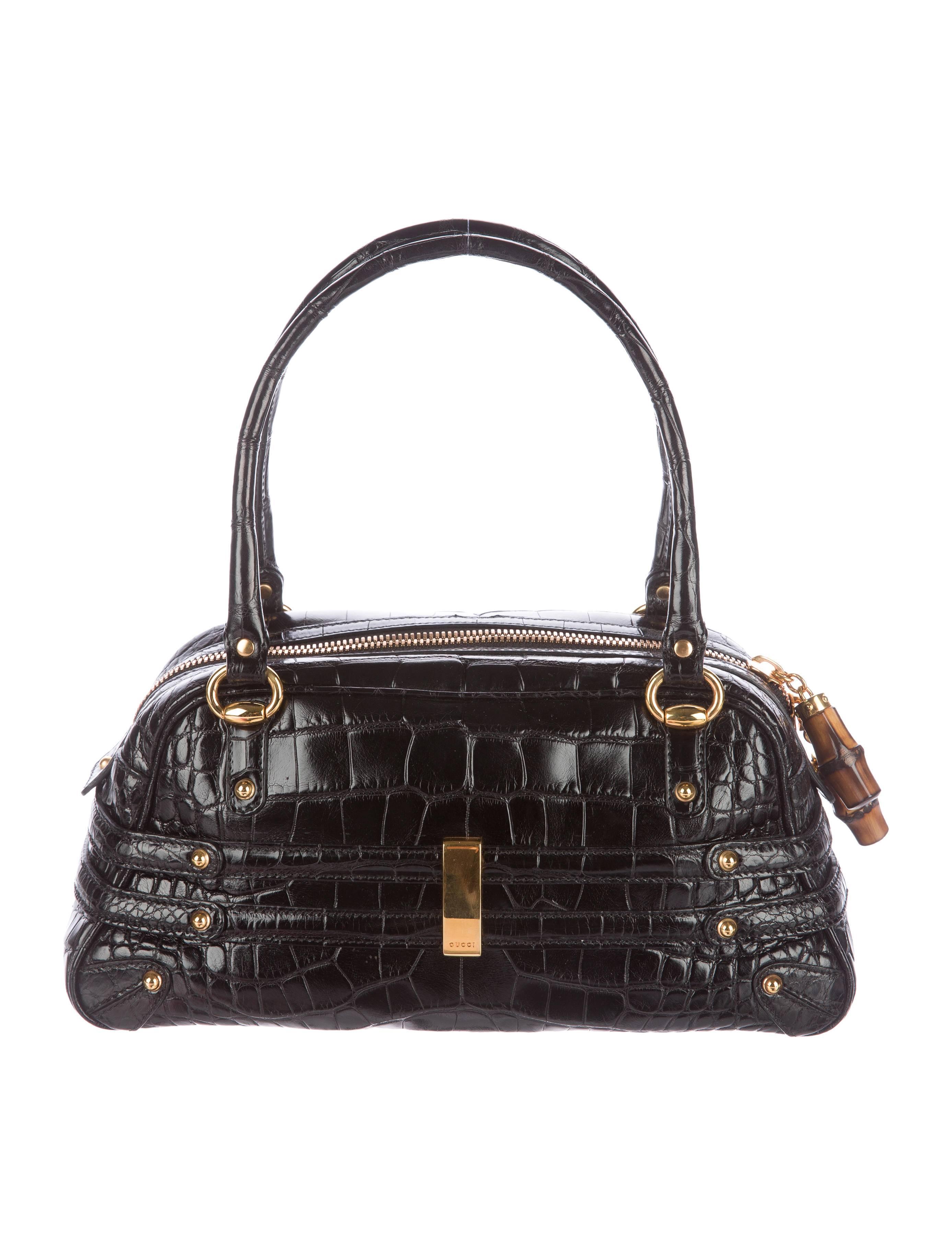 Gucci Rare Ltd Edition Black Animal Skin Gold Horsebit Top Handle Satchel Bag In Good Condition In Chicago, IL