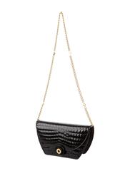 Tiffany & Co Vintage Black Animal Skin Leather Gold Chain Evening Shoulder Bag