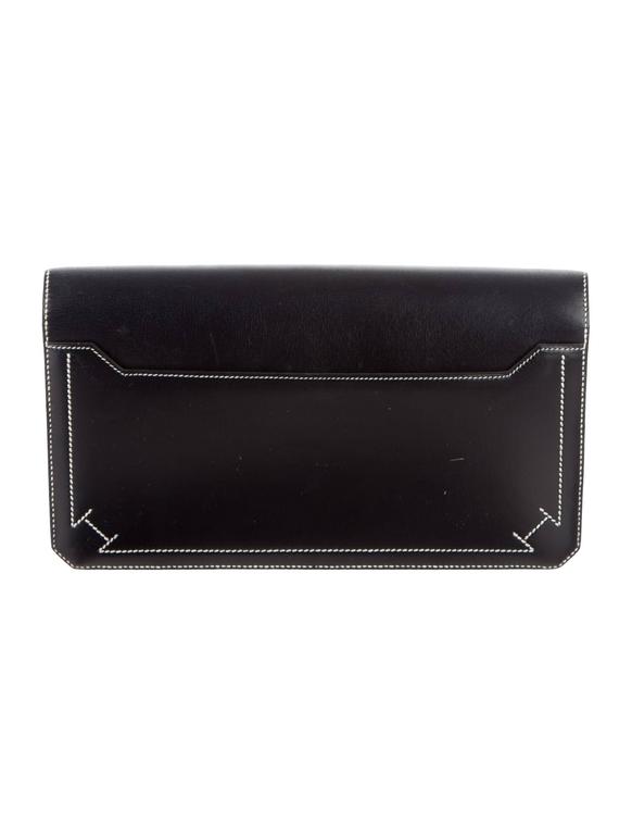 Hermes Vintage Rare Navy Blue Leather H Whipstitch Evening Clutch Flap ...