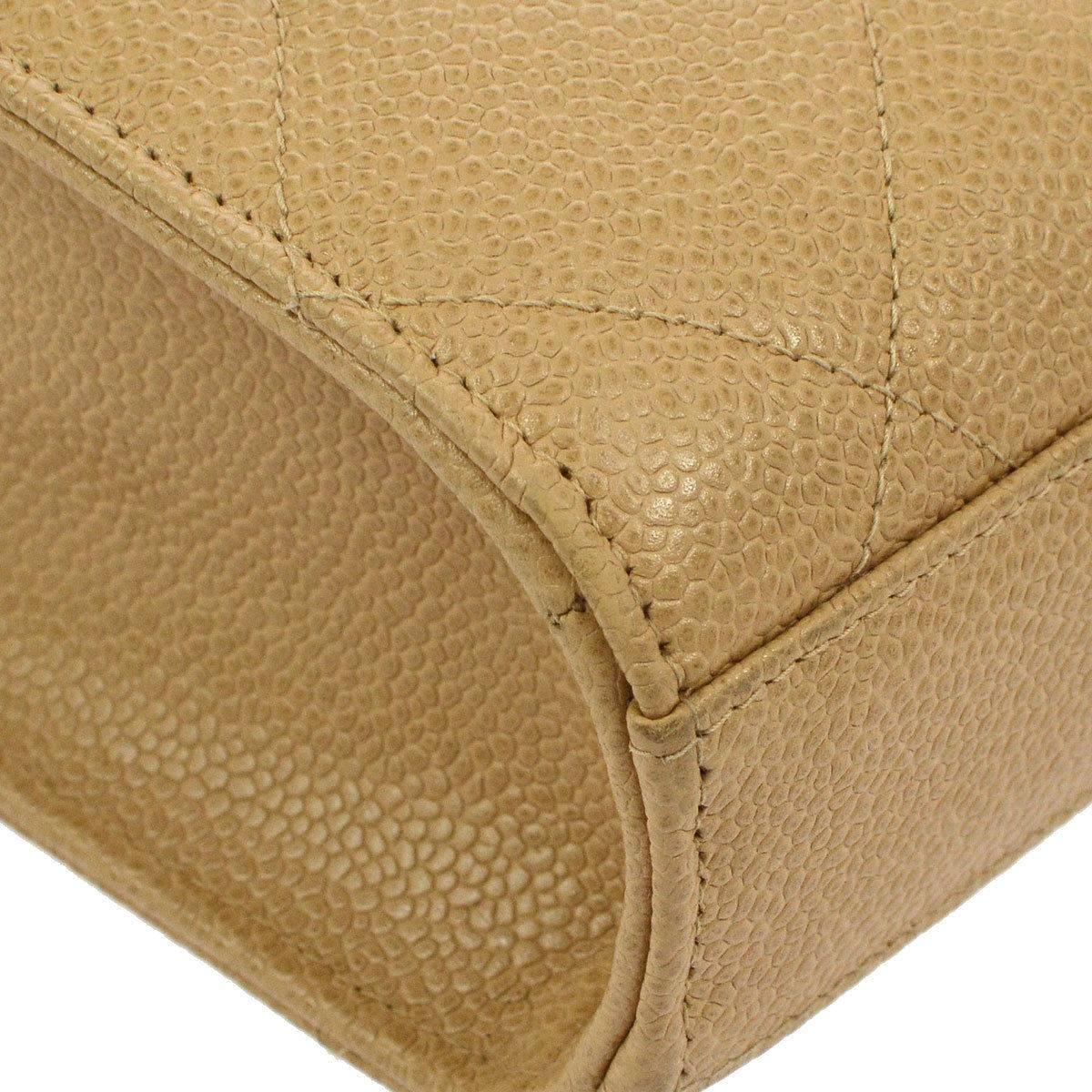 Brown Chanel Vintage RARE Nude Tan Caviar Unisex Document Business Briefcase Flap Bag
