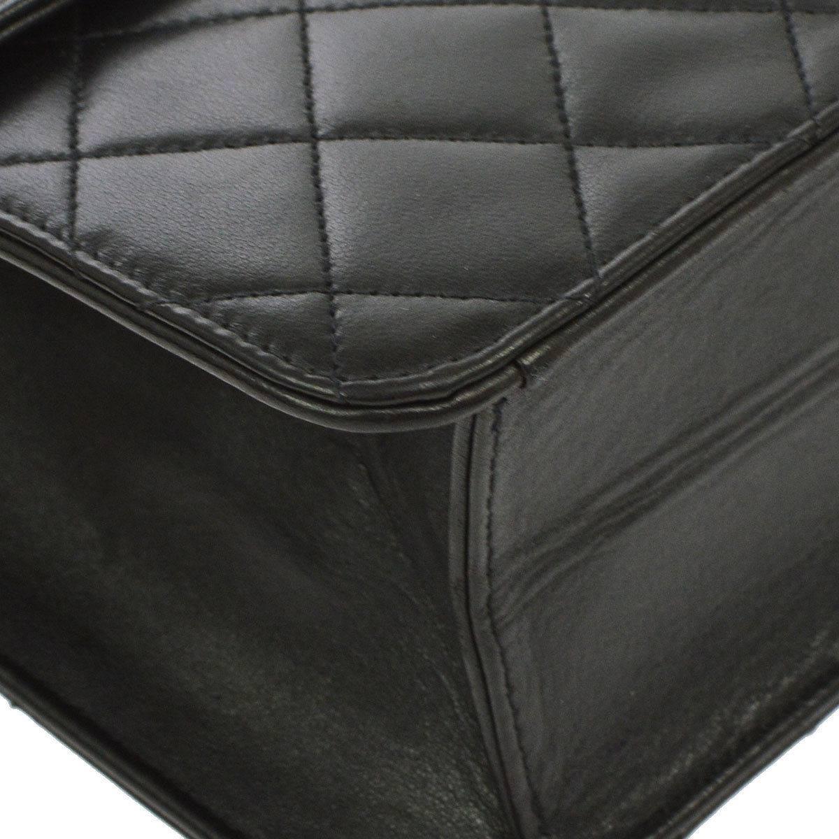Chanel Vintage Black Lambskin 2 in 1 Envelope Clutch Flap Shoulder Bag in Box 2