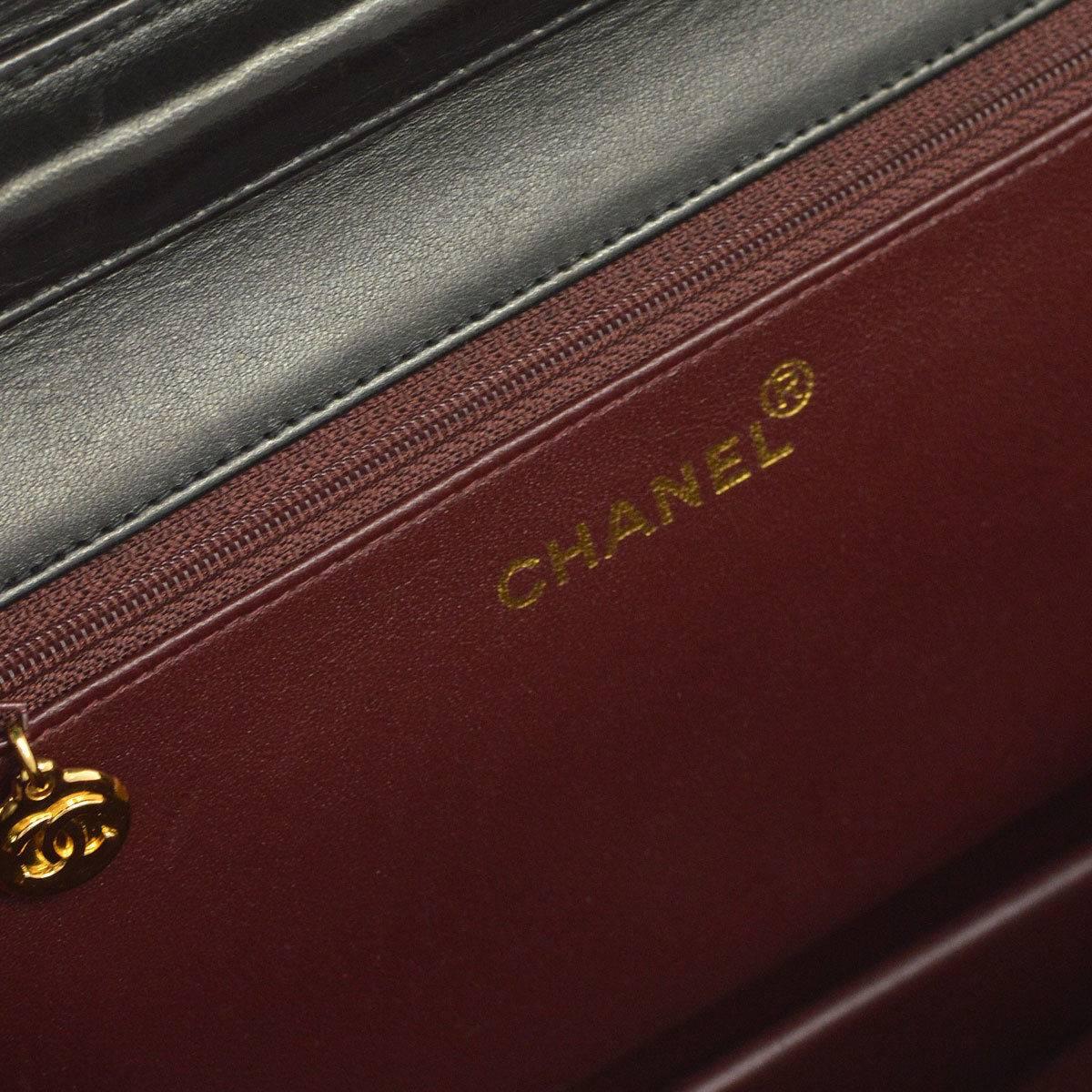 Chanel Vintage Black Lambskin 2 in 1 Envelope Clutch Flap Shoulder Bag in Box 3