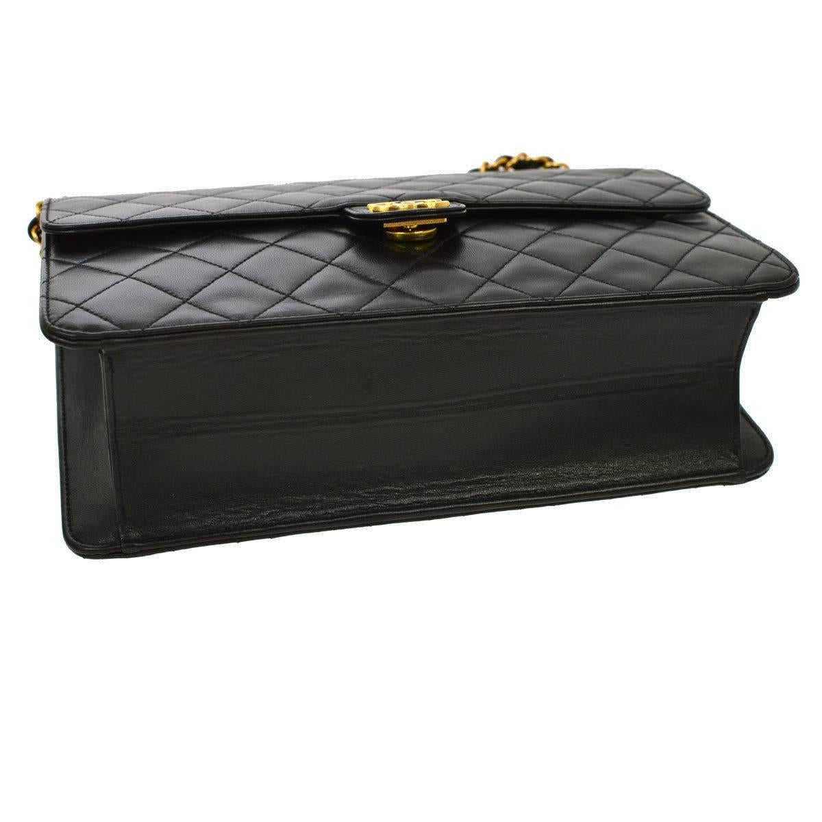 Chanel Vintage Black Lambskin 2 in 1 Envelope Clutch Flap Shoulder Bag in Box 1