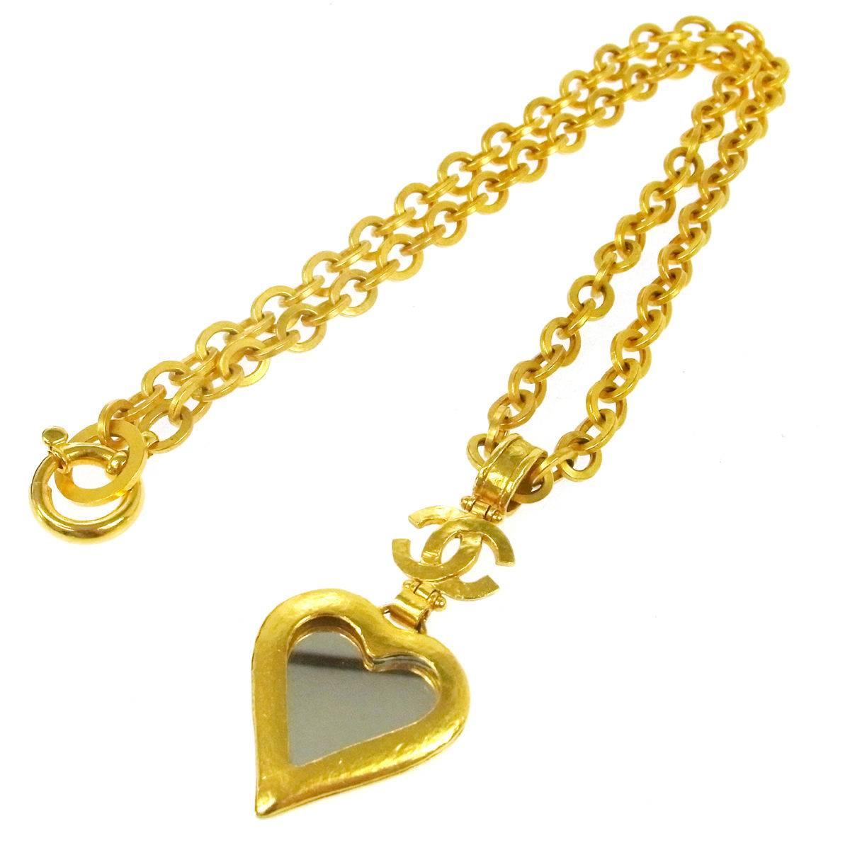 Chanel Rare Vintage Gold Pendant Charm Long Link Necklace in Box