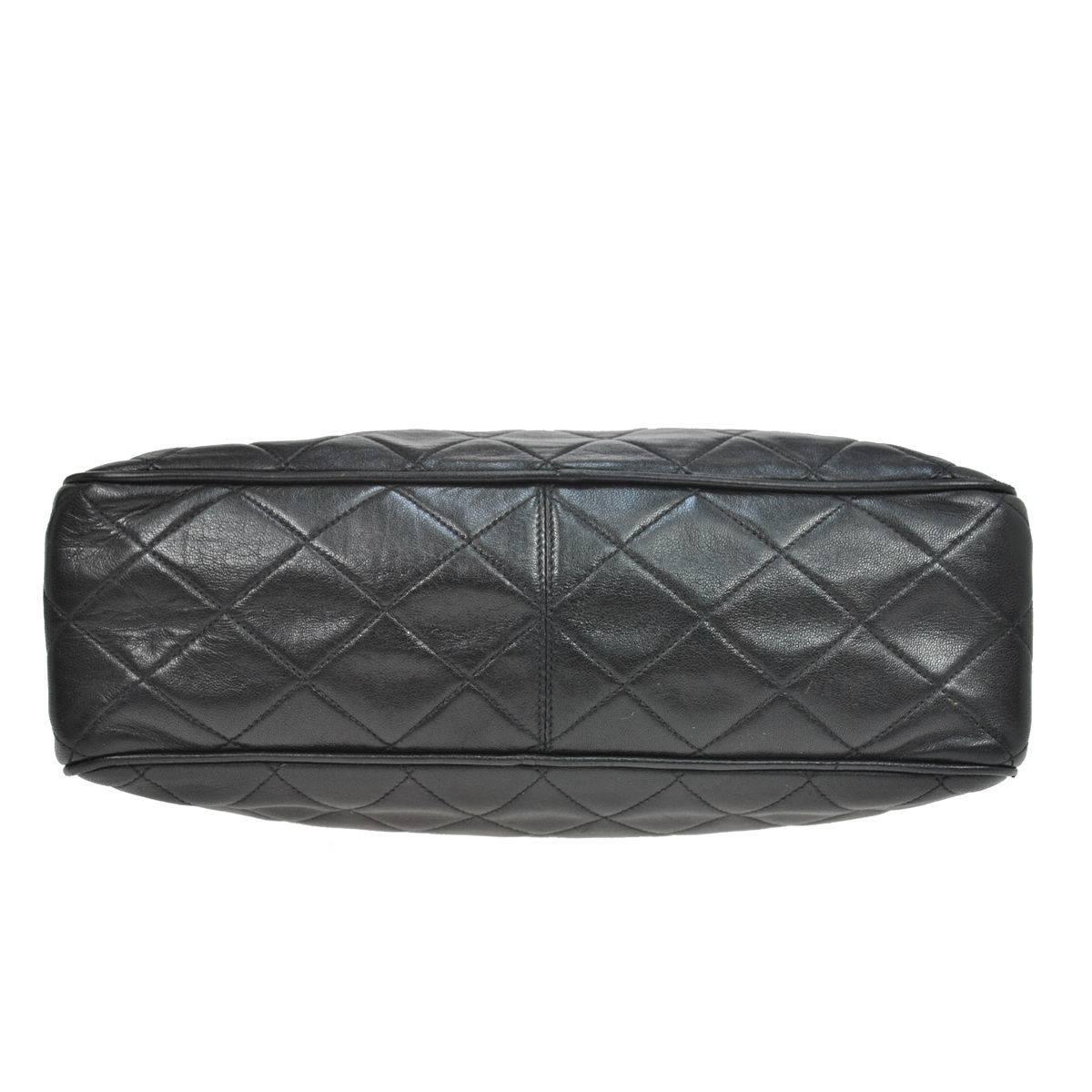 Chanel Black Lambskin Coin Charm Hobo Style Short Shoulder Top Handle Bag 1