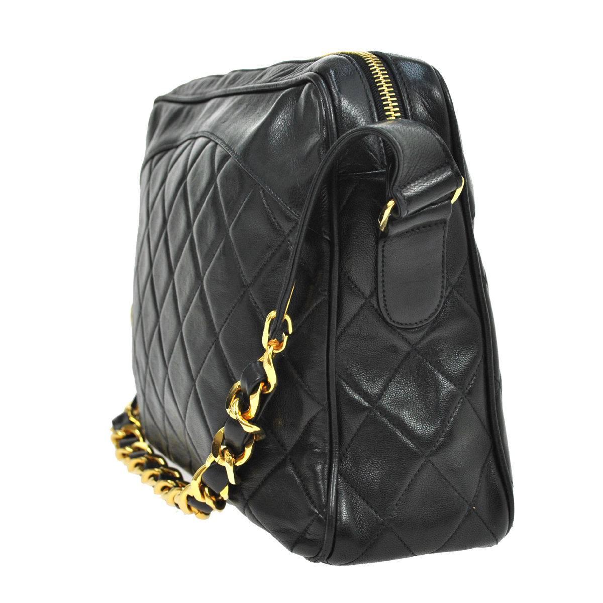 Women's Chanel Black Lambskin Coin Charm Hobo Style Short Shoulder Top Handle Bag