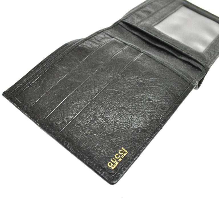 Gucci Vintage Men&#39;s Black Ostrich Leather Men&#39;s Wallet in Box at 1stdibs