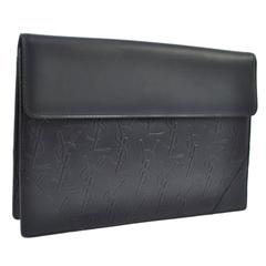 Retro Yves Saint Laurent YSL Monogram Leather Long Envelope Evening Flap Clutch Bag