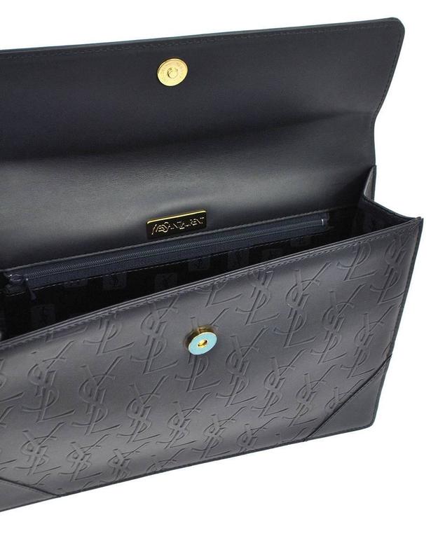 Yves Saint Laurent YSL Monogram Leather Long Envelope Evening Flap