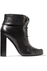 Tom Ford NEW & SOLD OUT Black Leather Moccasin Tie Up Ankle Booties in Box