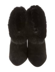 Christian Dior NEW & SOLD OUT Black Suede Fur Logo Ankle Boots Heels in Box