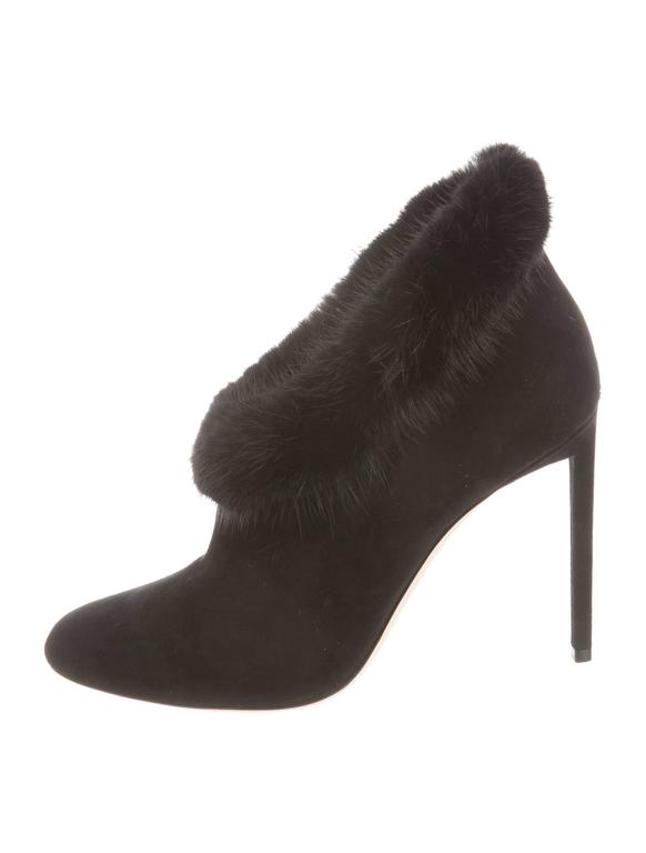 Christian Dior NEW and SOLD OUT Black Suede Fur Logo Ankle Boots Heels ...