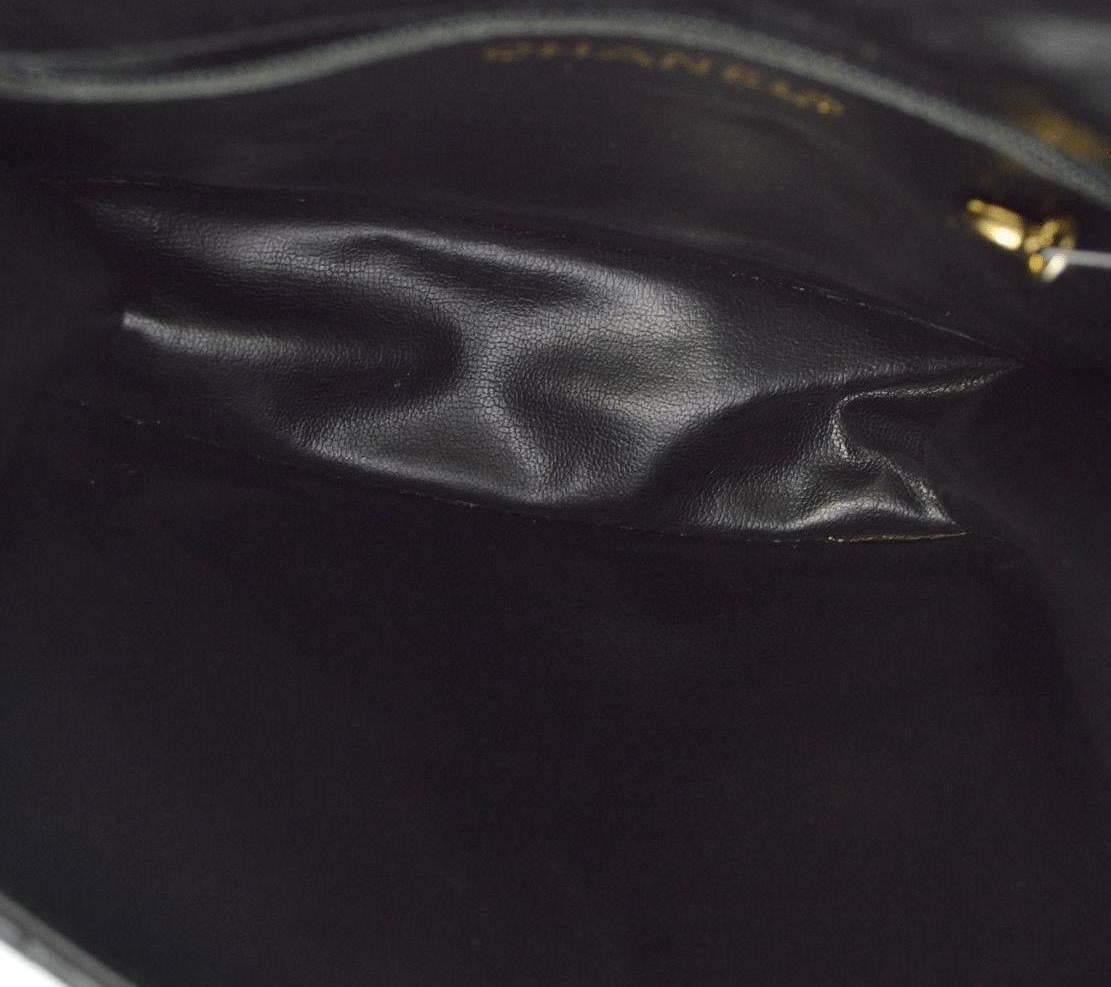 Chanel Vintage Black Lambskin Leather Gold Charm Small Crossbody Flap Bag 1