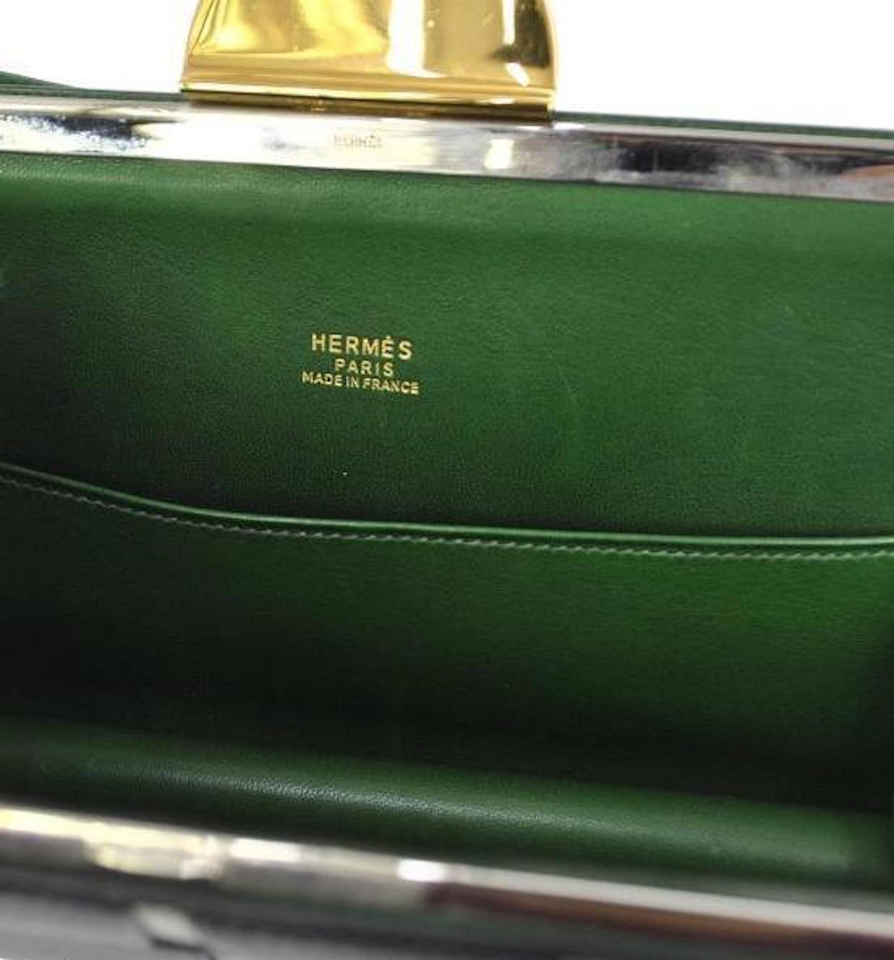 Hermes Rare Vintage Leather Road Kisslock 2 in 1 Evening Clutch Shoulder Bag 2