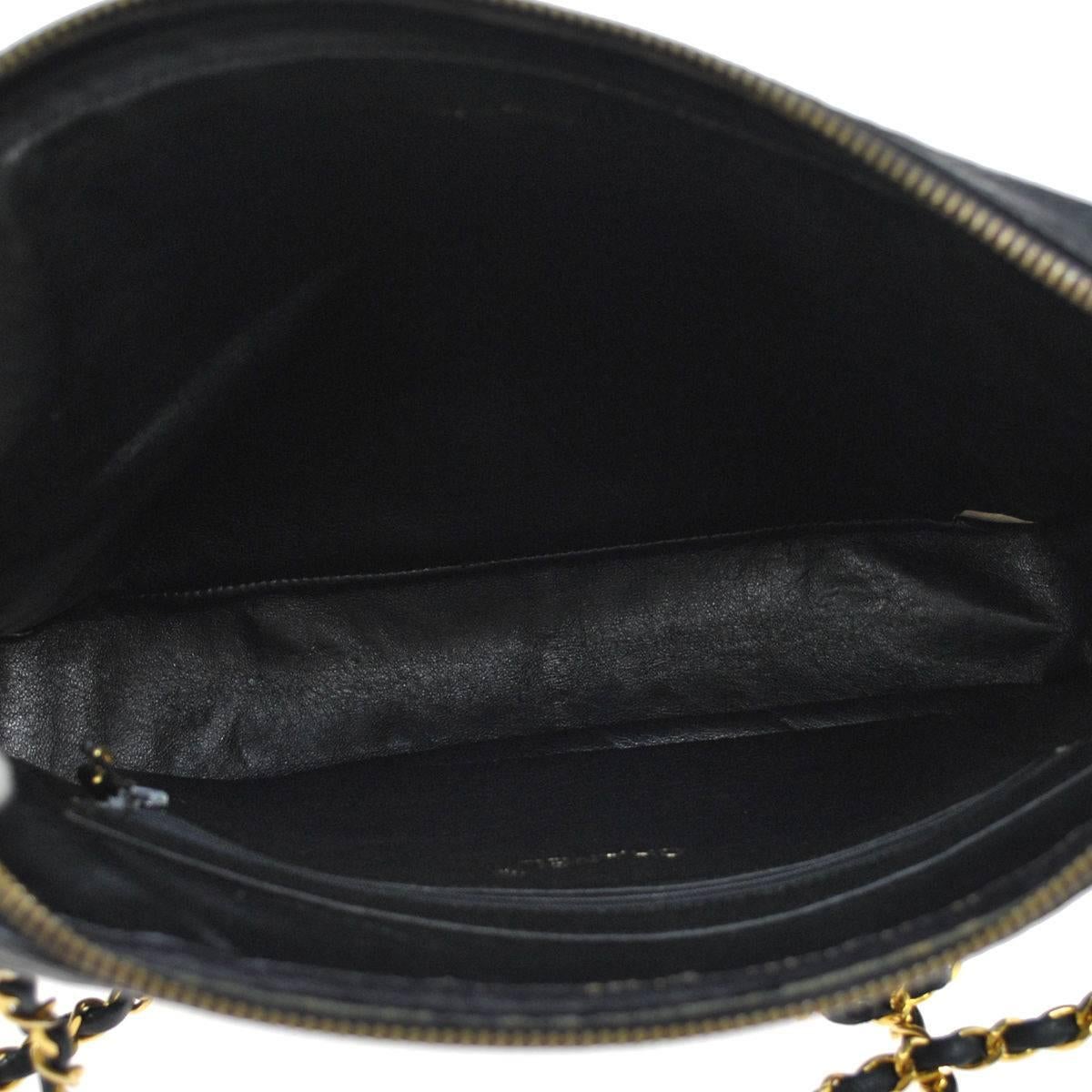 Chanel Vintage Black Ostrich Gold Camera Evening Bag With Authenticity ...