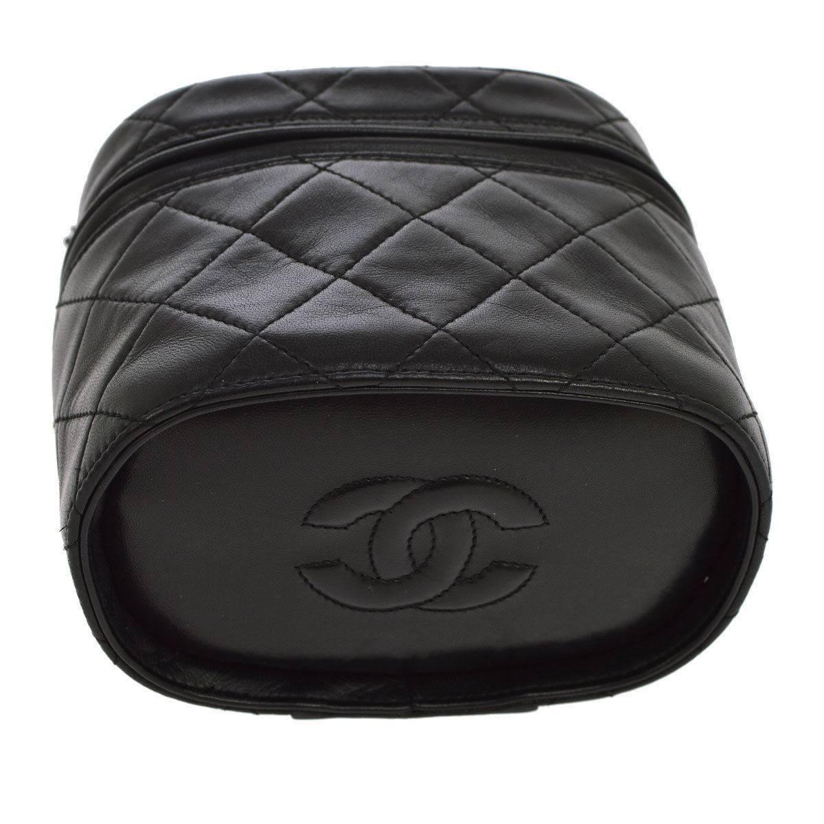 Chanel Vintage Rare Black Lambskin Gold Tassel Top Zip Evening Shoulder Bag 1