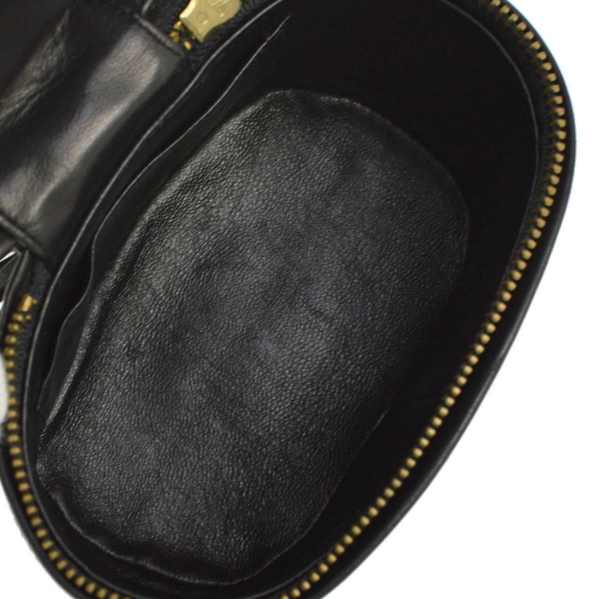 Chanel Vintage Rare Black Lambskin Gold Tassel Top Zip Evening Shoulder Bag 3