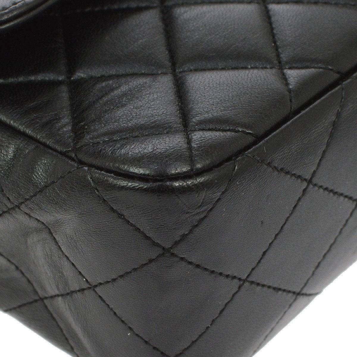 Women's Chanel Black Lambskin Kelly Style Evening Top Handle Satchel Bag