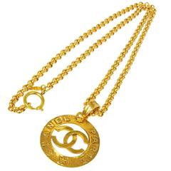 Chanel Vintage Gold Chanel Paris Charm Coin Link Evening Necklace in Box