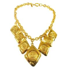 Chanel Vintage Gold Multi Charms Dangle Collar Choker Evening Necklace in Box 7