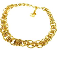 Chanel Rare Vintage Textured Gold Interwoven Link Evening Choker Necklace 10