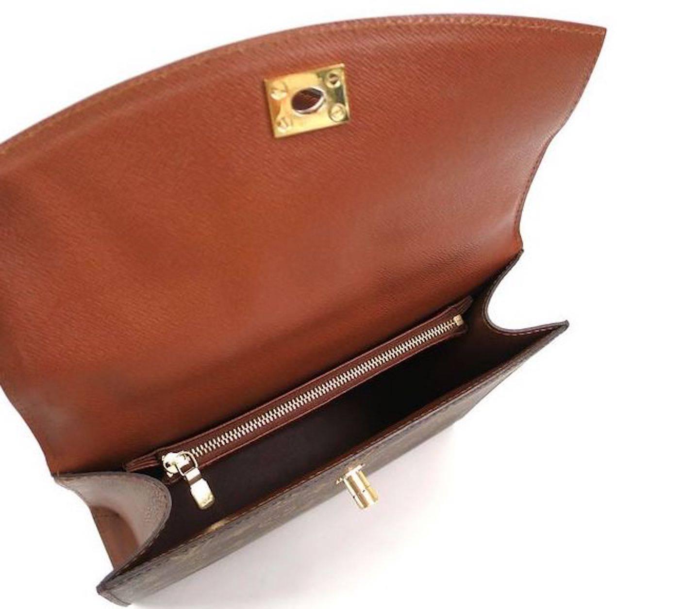 Black Louis Vuitton Vintage Kelly Style Gold Evening Top Handle Satchel Bag