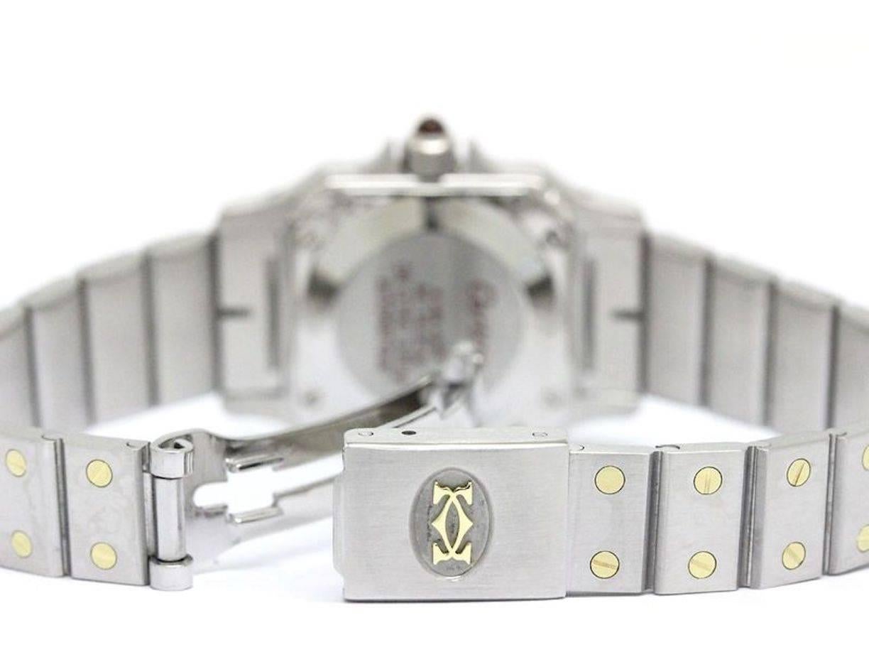 Cartier Stainless Steel Yellow Gold Accent Square Women's Wrist Watch In Good Condition In Chicago, IL