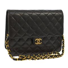 Chanel Vintage Black Lambskin 2 in 1 Evening Clutch Flap Shoulder Bag in Box