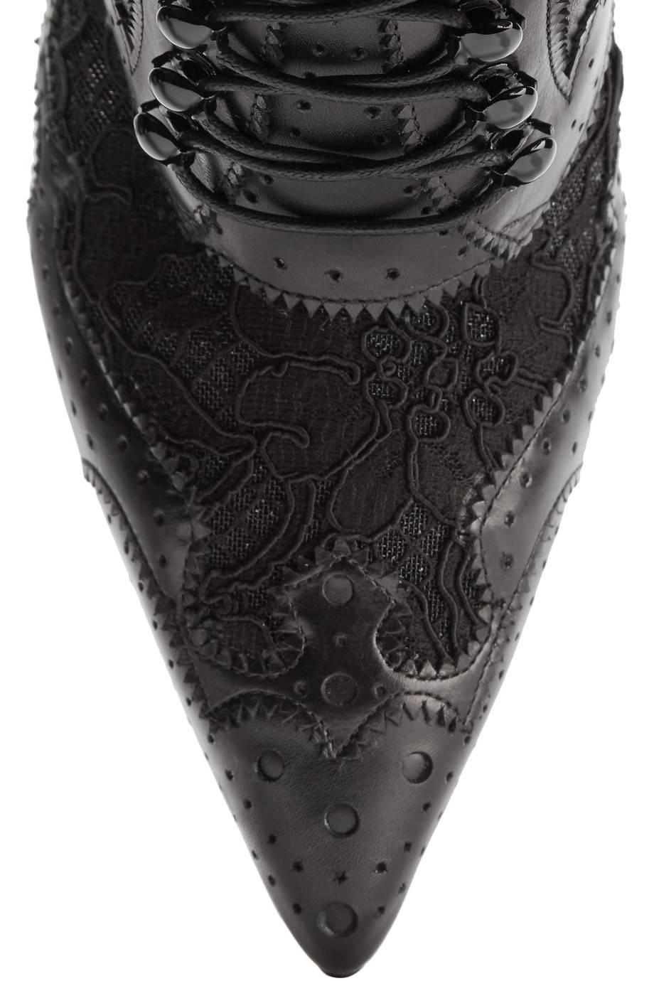 Women's Givenchy NEW & SOLD OUT Runway Black Leather Laser Cut Heels Ankle Boots in Box