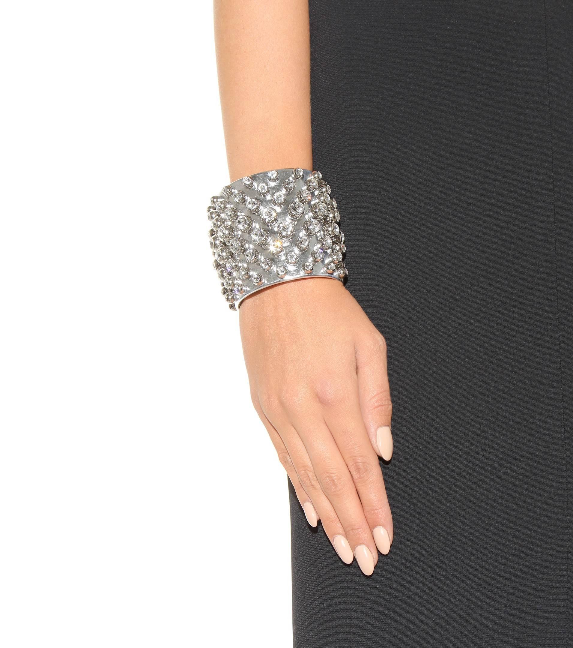 Women's Tom Ford NEW & SOLD OUT Swarovski Crystal Leather Evening Cuff Bracelet