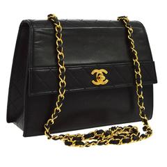 Chanel Retro Black Lambskin Evening Gold Turnlock Kelly Box Flap Bag in Box