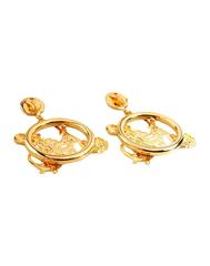 Moschino NEW Gold Filigree Monogram Large Evening Dangle Hoop Earrings