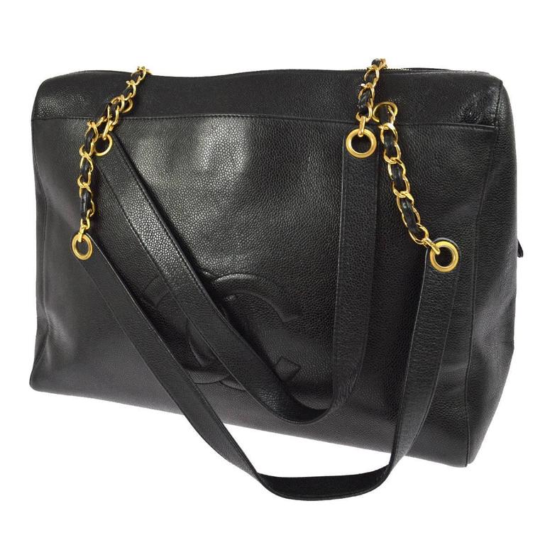 Chanel Black Caviar Leather Oversize Weekender Travel Tote Bag For Chanel Black Caviar Leather Oversize Weekender Travel Tote Bag For