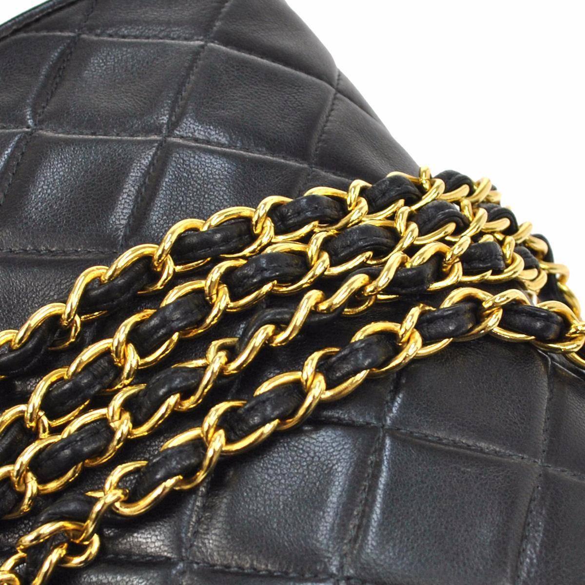 Chanel Vintage Rare Black Lambskin Multi Color Gripoix Evening Clutch Flap Bag In Good Condition In Chicago, IL