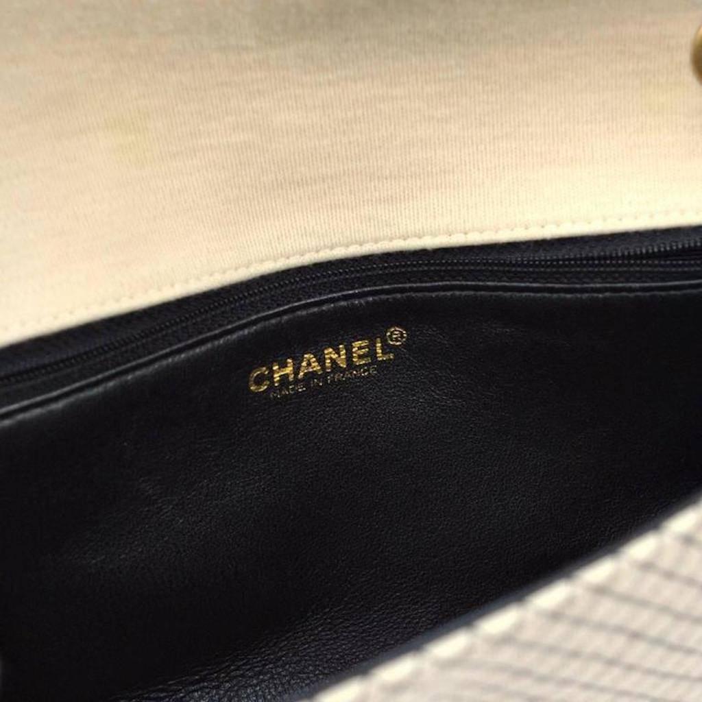 Chanel Black Plaid Patent Leather Gold Chain Evening Flap Shoulder Bag 1
