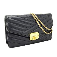 Chanel Black Chevron Lambskin Flap Bag With Accessories