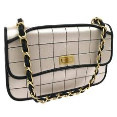 Chanel 2.55 Satin Black Leather Stitch Evening Shoulder Flap Bag 8