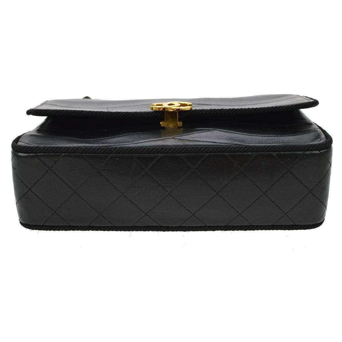 Women's Chanel Black Leather Evening Box Shoulder Flap Bag