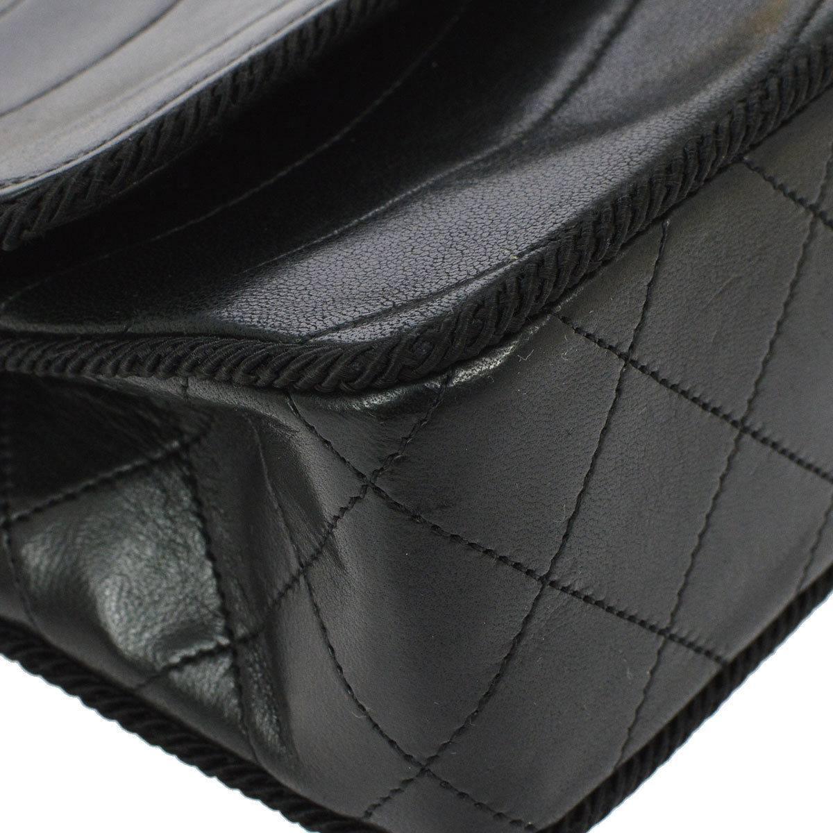 Chanel Black Leather Evening Box Shoulder Flap Bag 1