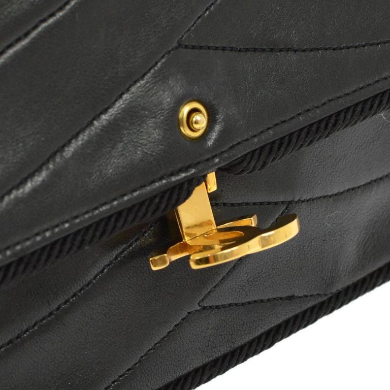Chanel Black Leather Evening Box Shoulder Flap Bag For Sale at 1stDibs