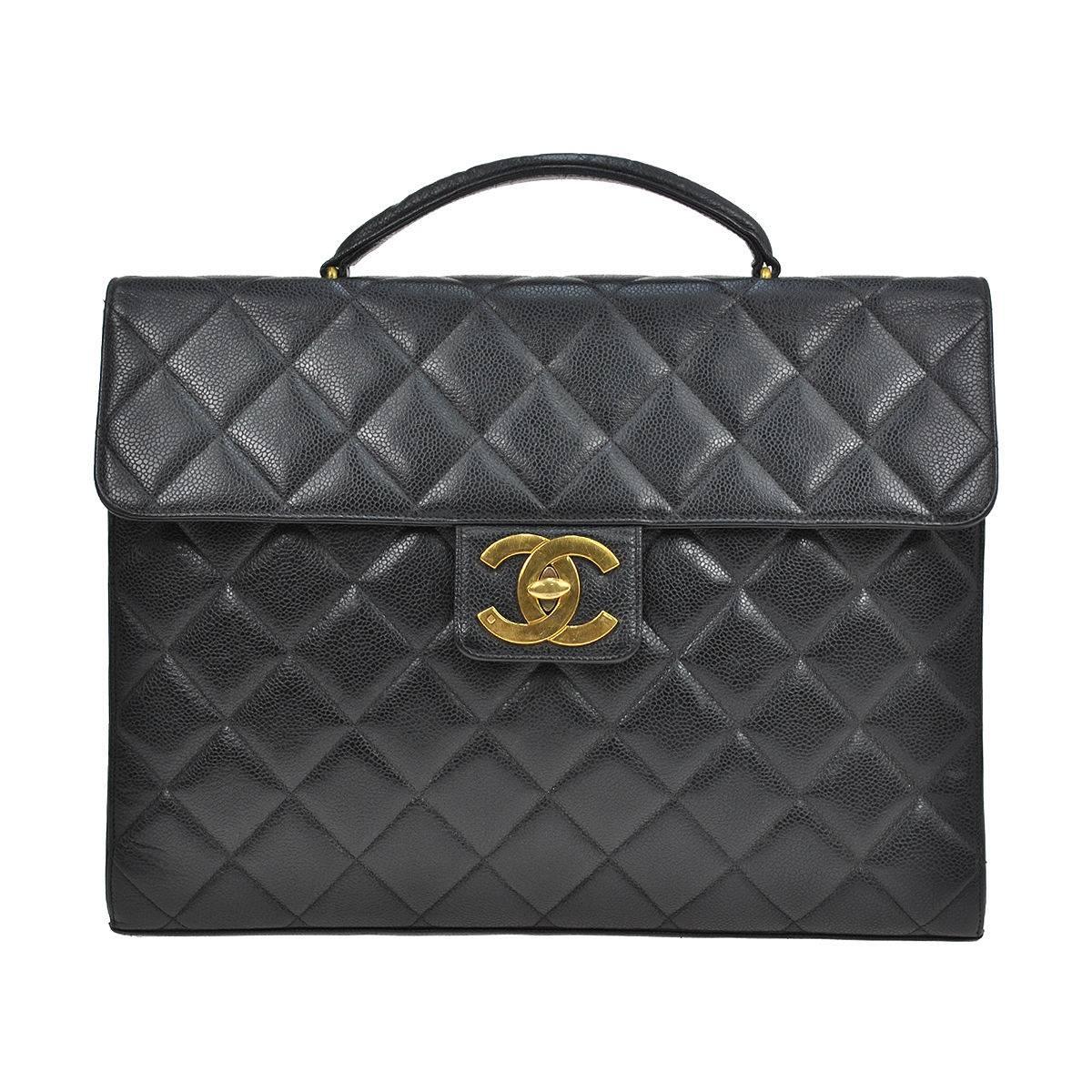 Chanel Caviar Leather Carryall Business Top Handle Travel Brief Briefcase Bag