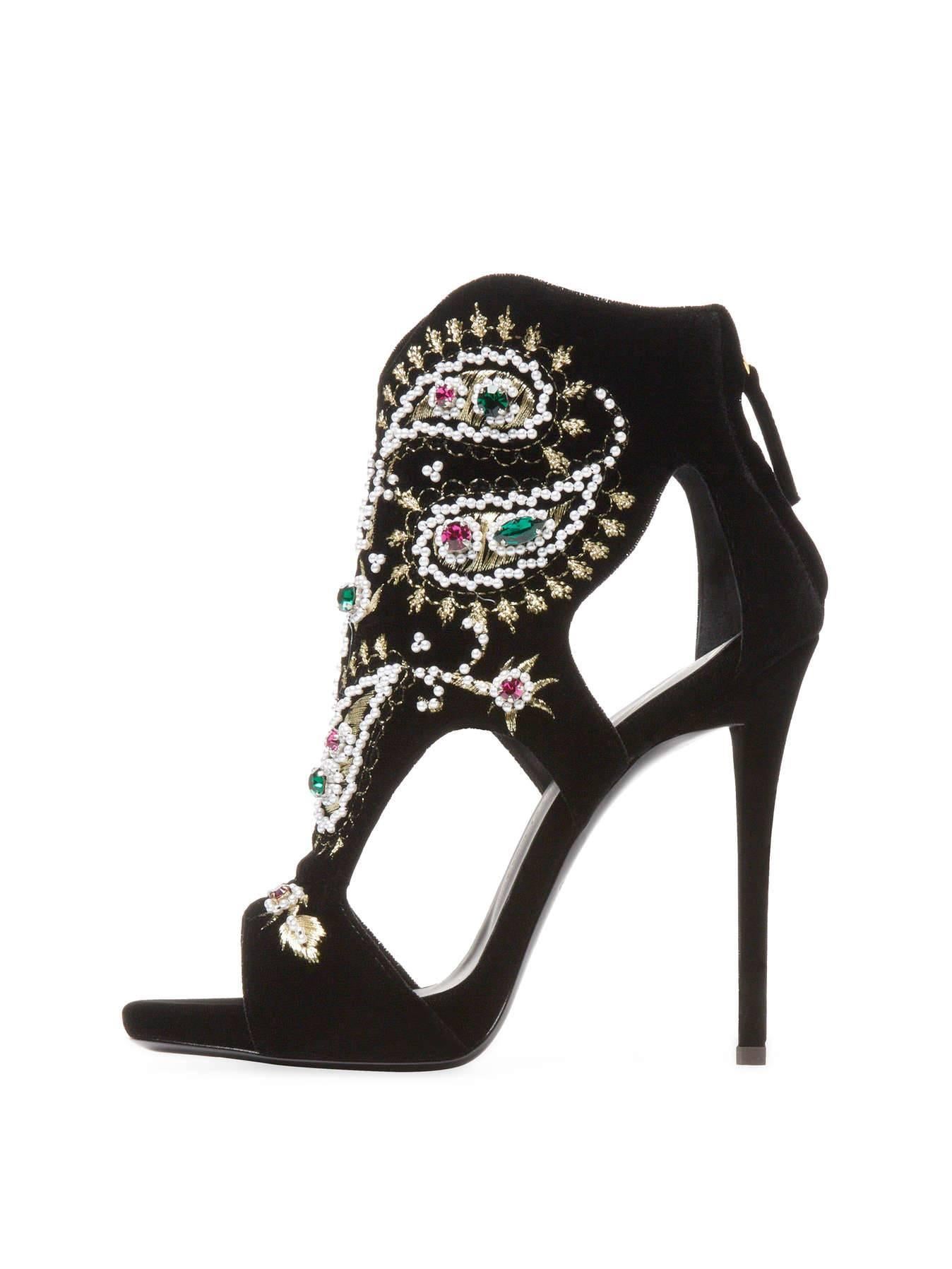 Women's Giuseppe Zanotti NEW & SOLD OUT Black Embellished Bead Jewel Heels in Box
