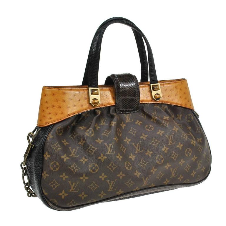 Louis Vuitton Adele Monogram Leopard Snake Trim Shoulder Bag