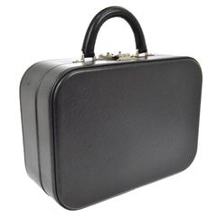 Louis Vuitton Black Leather Carryall Travel Storage Case with Key